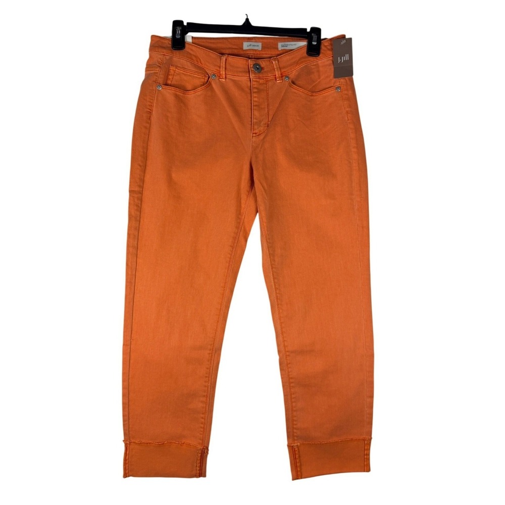 J. Jill Authentic Fit Cropped‎ Jeans Size 8 Orange Light Zinnia 153461 NWT